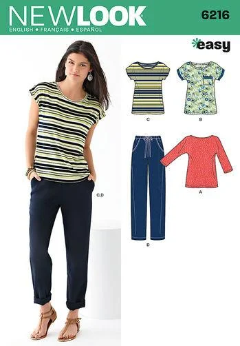 Newlook Pattern 6216 Misses' Knit Tops and Pants Elegant Wool Trousers