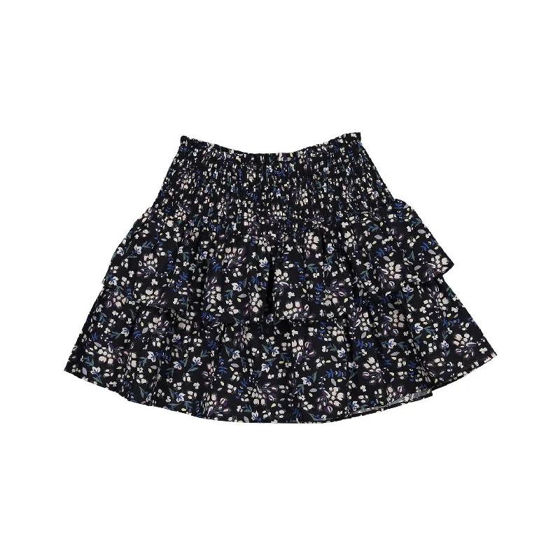 Designers Remix Black Flower Print Sandrine Smock Skirt a-line skirt cut