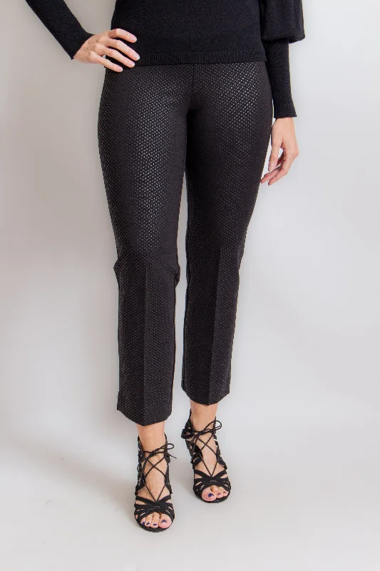 Diamond Print Straight Leg Pant Relaxed Casual Leggings