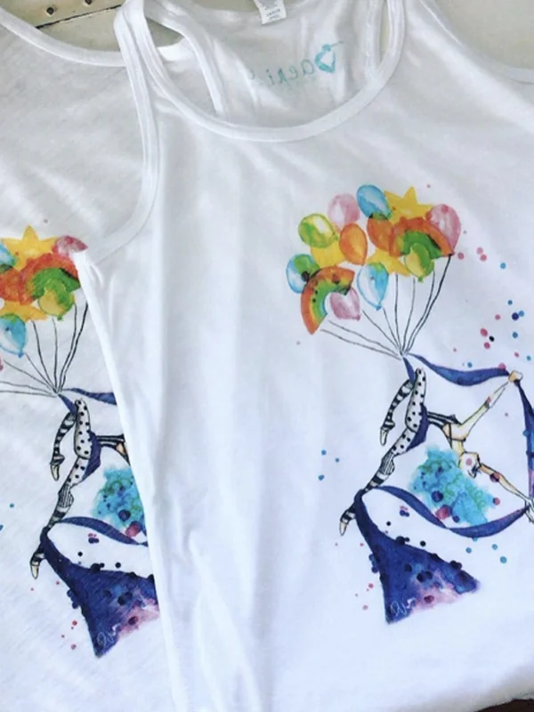 Women Rainbow Balloon Aerialist Flowy Tank flexible tank top
