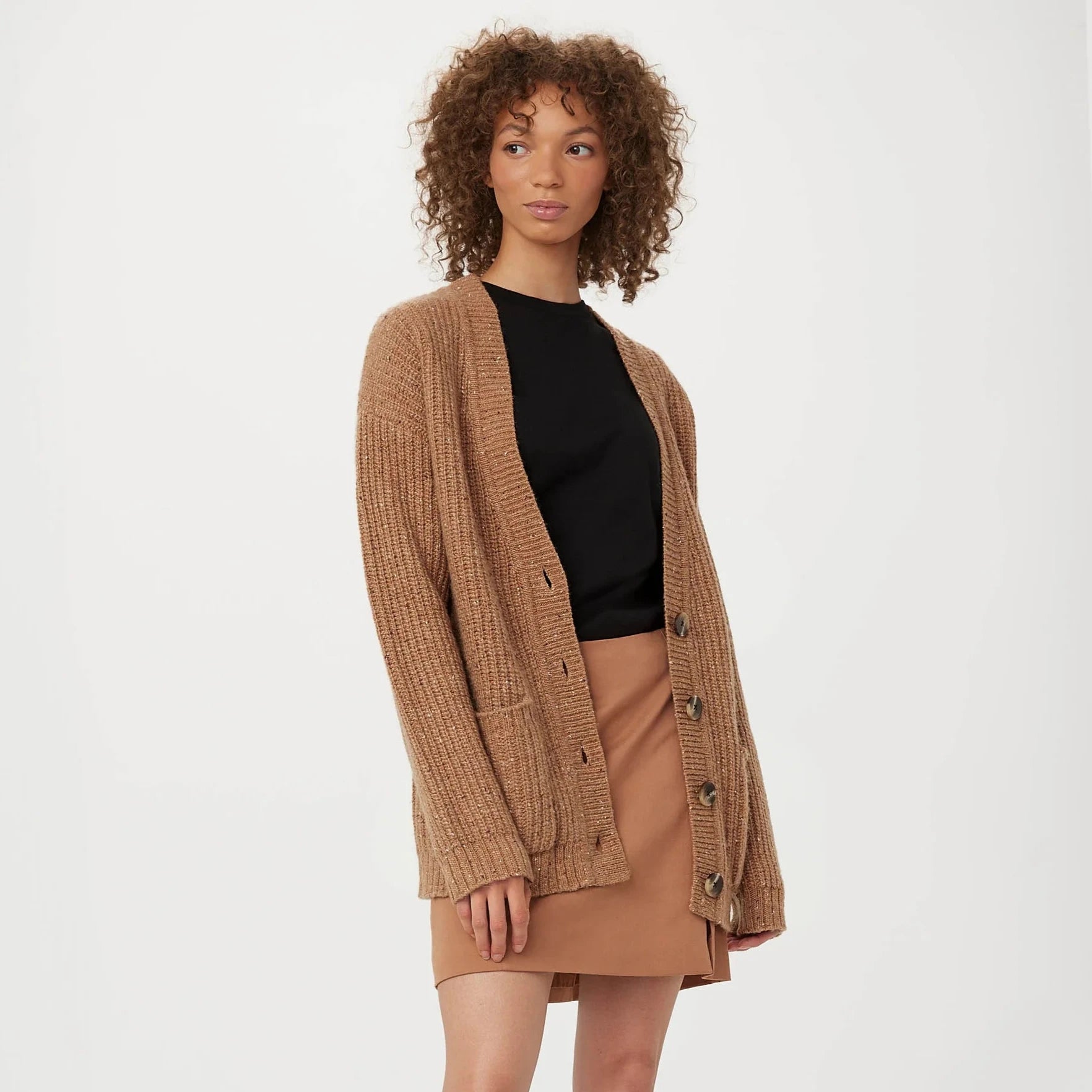 Frank And Oak - The Comfort Donegal Cardigan Open Front Closed Front Wrap Front