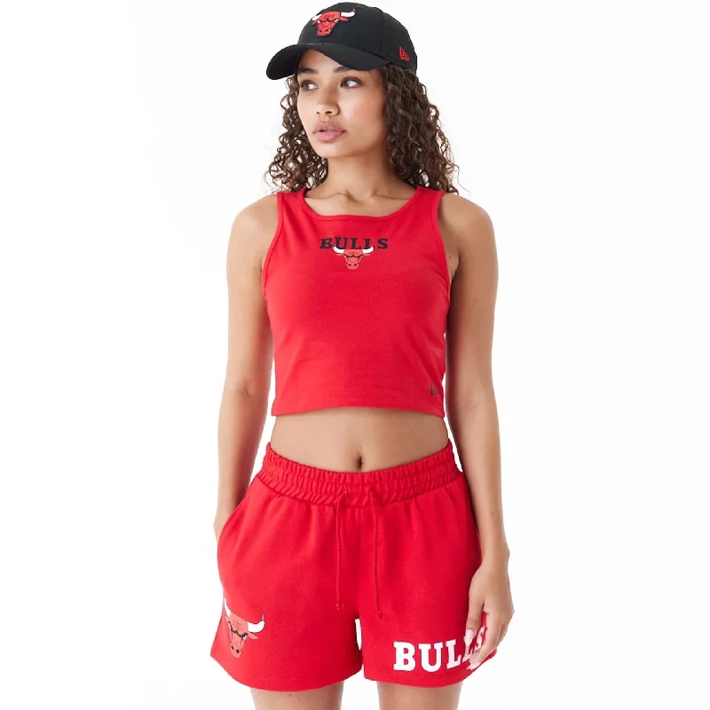Chicago Bulls Womens NBA Team Logo Red Crop Tank Top rhinestone tank top