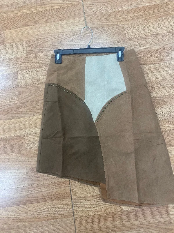 Colorblock suede skirt casual skirt length