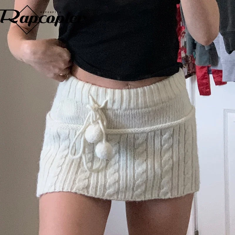 Knitted Mini Skirt zip skirt side