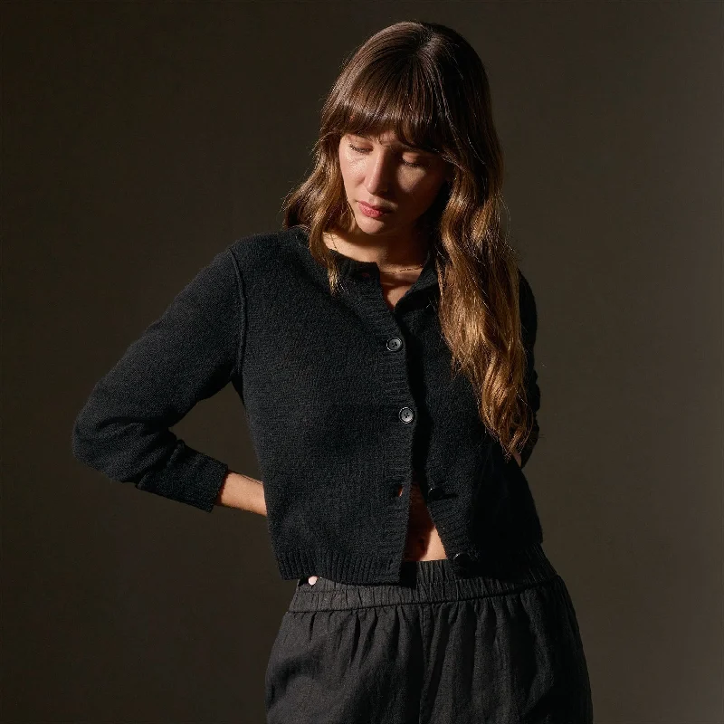 Soft Featherweight Cashmere Cardigan - Black Cardigan Knitwear Sweater