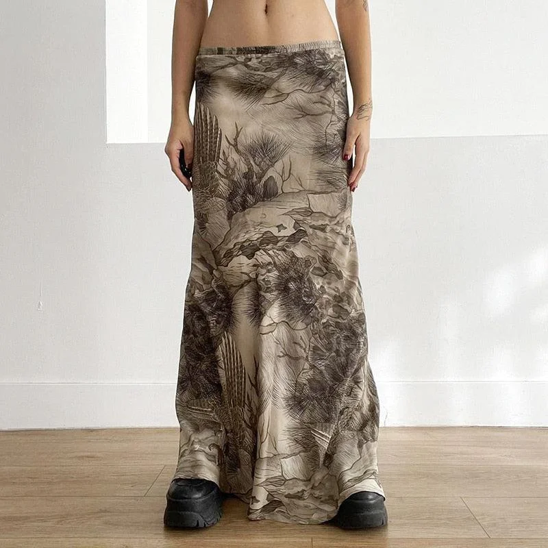 Fairy Grunge Forest Maxi Skirt velvet skirt luxurious