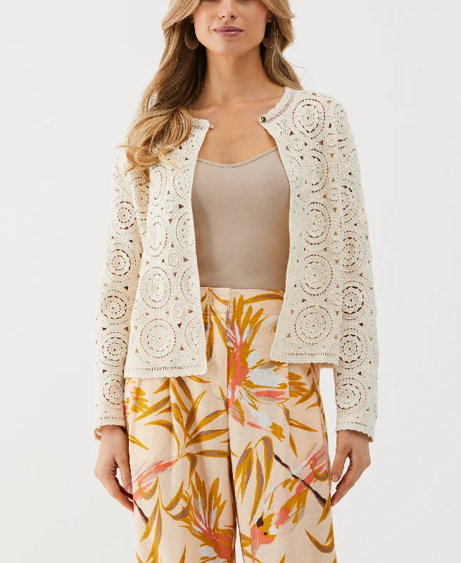 Petite Crochet Cardigan Sweater Satin Fabric Silk Fabric Chiffon Fabric