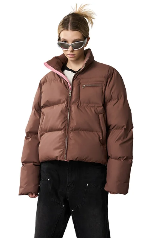 Contrast Zipper Padded Down Jacket Striped Jacket Polka Dot Jacket Floral Jacket