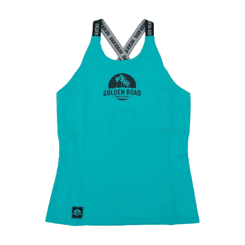 Golden Road High Neck Tank Top (Blue) sexy tank top