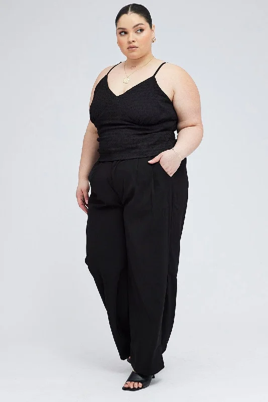 Black Wide Leg Pants High Rise Casual Wide Pants