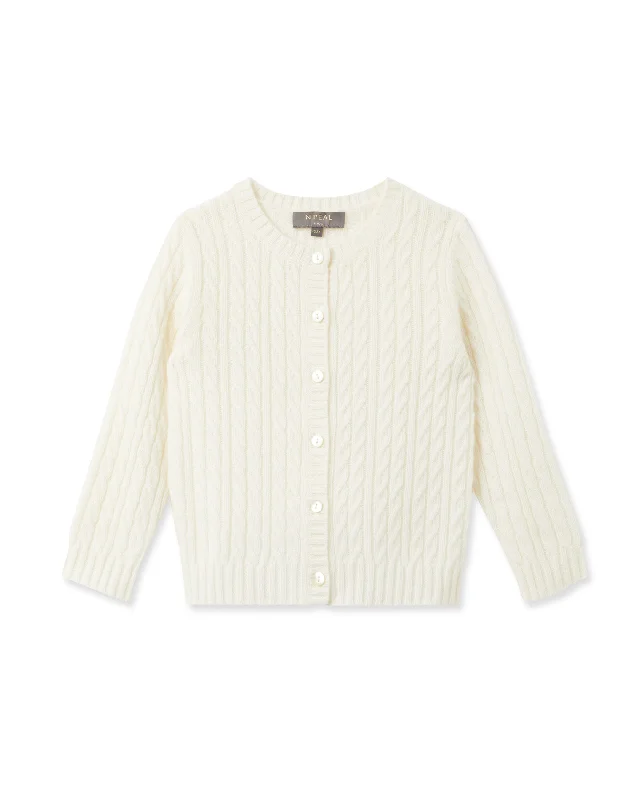 Cashmere Cable Cardigan New Ivory White Elegant Classic Vintage