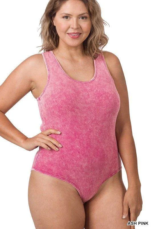 ZENANA | Acid Wash Racerback Tank Bodysuit chic tank top