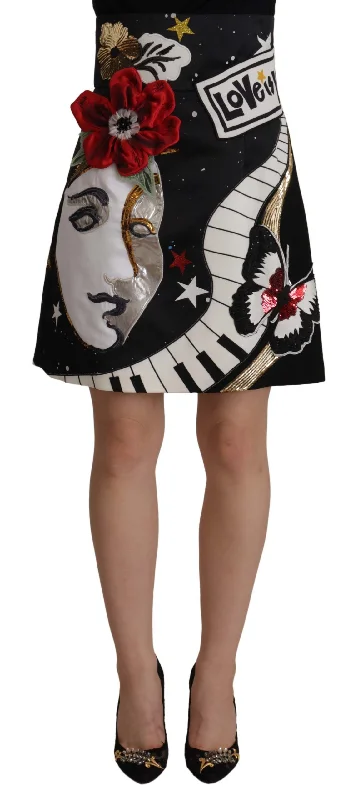 Dolce & Gabbana High-Waist A-Line Embellished  Women's Skirt velvet skirt luxury