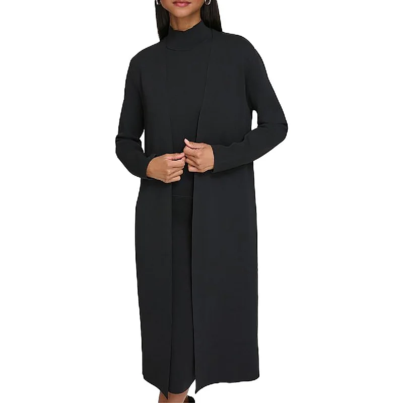 Calvin Klein Womens Solid Cardigan Open-Front Blazer Chenille Blend Fleece Blend Nylon Blend