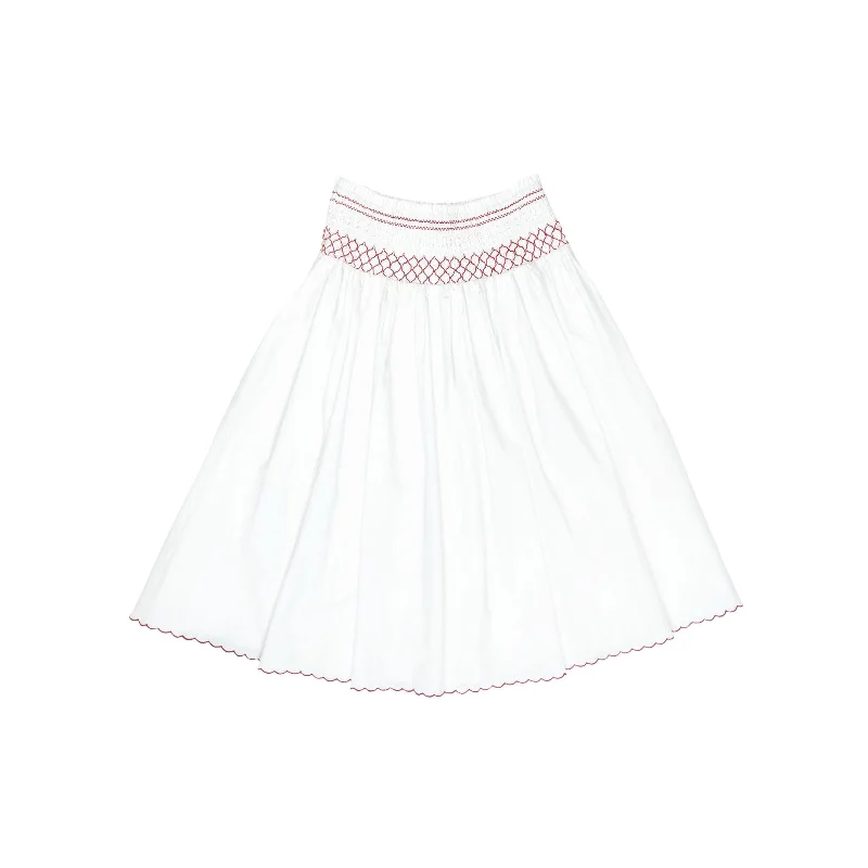 Batsheva White Smocked Skirt denim skirt classic