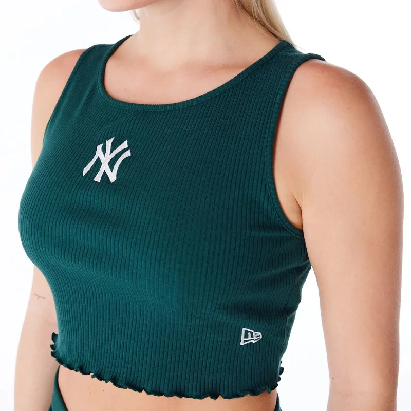 New York Yankees Womens MLB Rib Dark Green Crop Tank Top sequin tank top