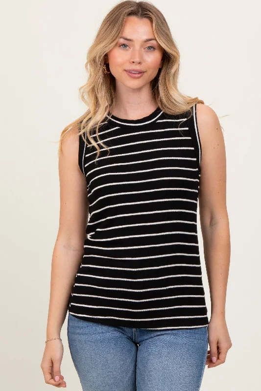 Black/Ivory Stripe Knitted Tank Top cherry red tank