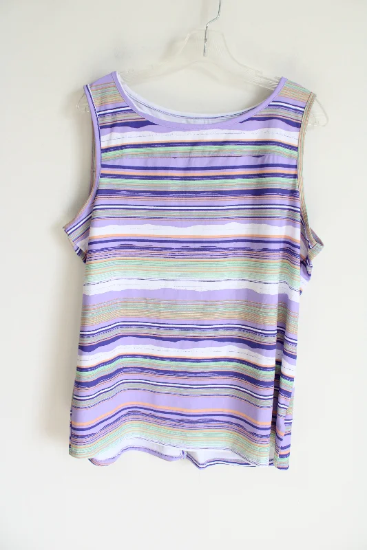 Columbia Sportswear Purple Striped Stretch Tank | XL soft tank top