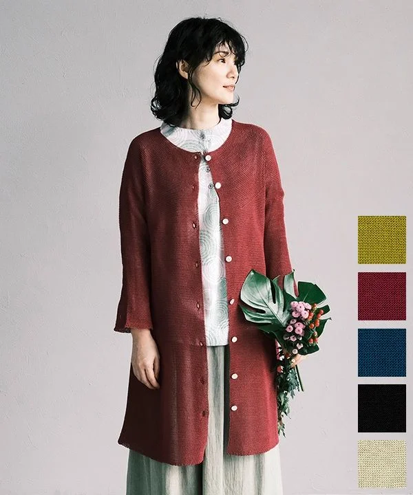 Shiritto Washi Whole Garment Knit Long Cardigan 25S415 [Expected to arrive in late February]. Stretchy Elastic Breathable