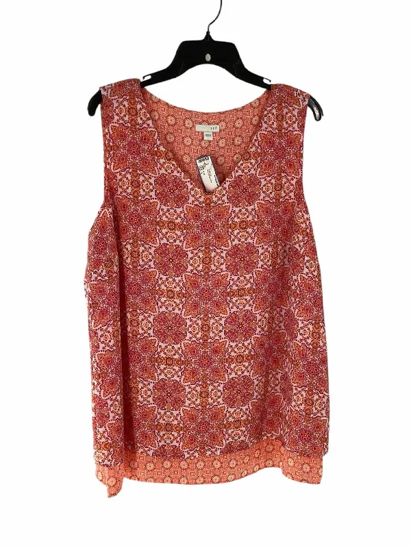 J. Jill Size L Pink Orange Print Tank Top chic tank top