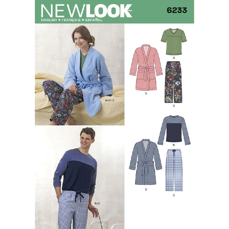 Newlook Pattern 6233 Unisex Pants, Robe and Knit Tops Soft Stretch Pants