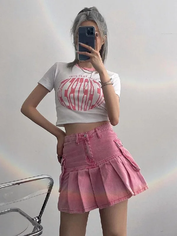 Barbie Pleated Cargo Mini Skirt lace skirt romantic