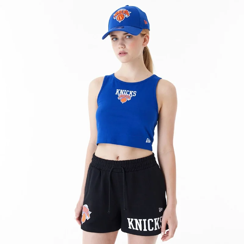 New York Knicks Womens NBA Team Logo Blue Crop Tank Top athletic tank top