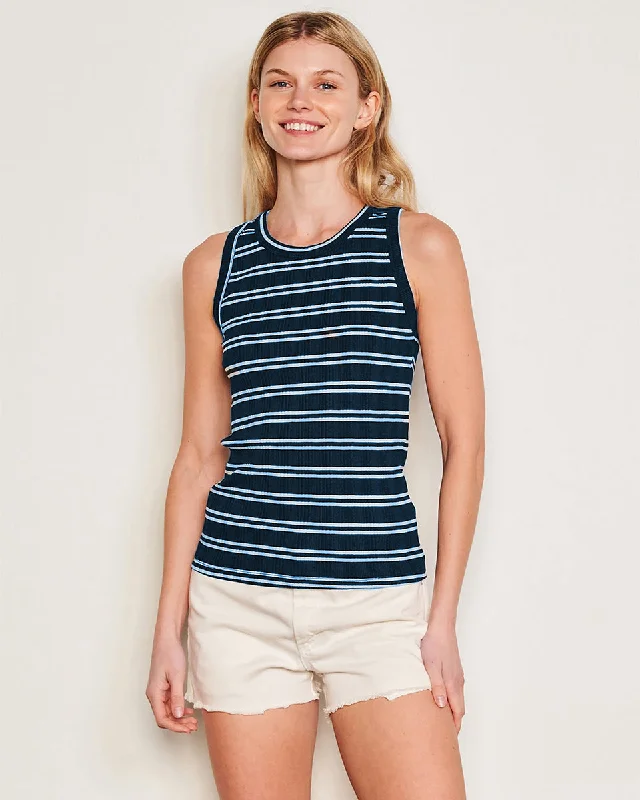 Variegated Rib Stripe High Crew Tank flirty tank top