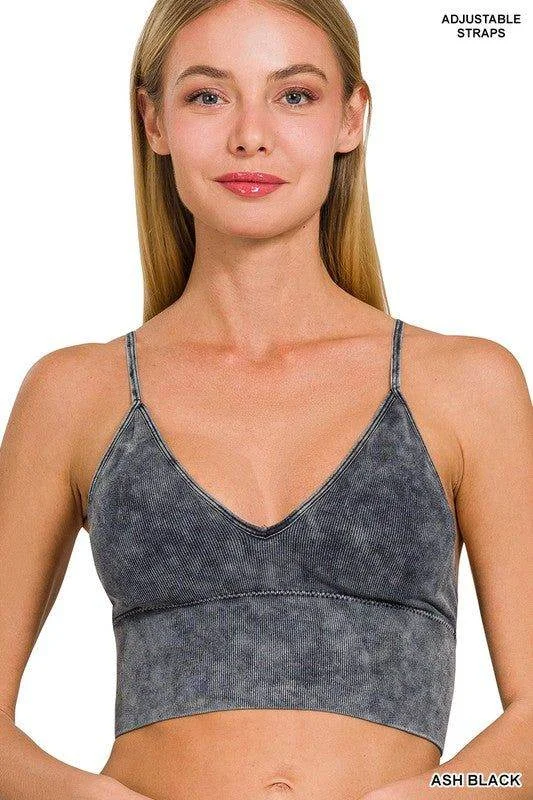 ZENANA Washed Ribbed Bra Padded Tank Top sheer tank top