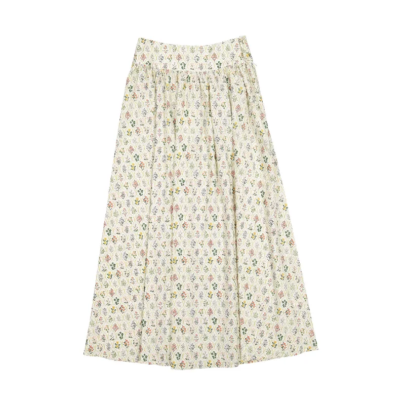 Ava and Lu Off White Floral Maxi Skirt corduroy skirt cozy