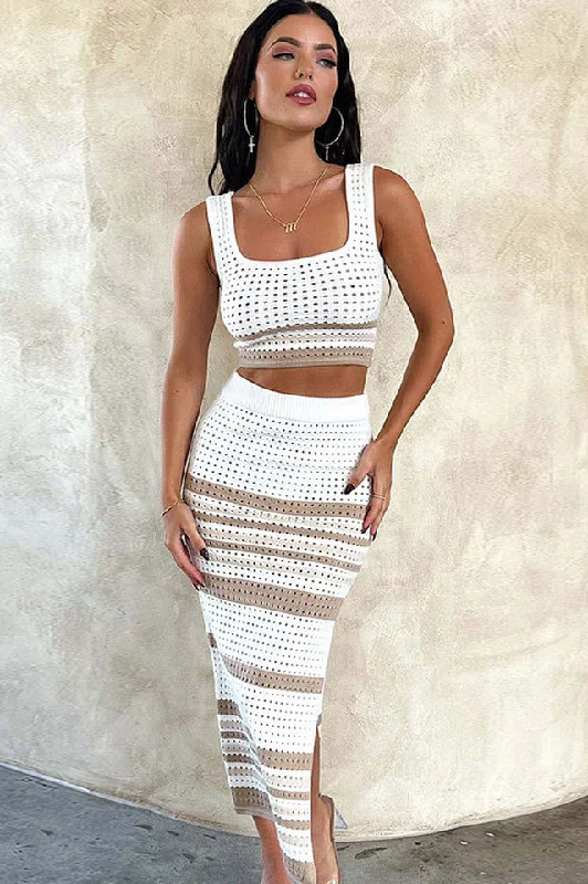 In The Groove Midi Skirt Set silk skirt smooth