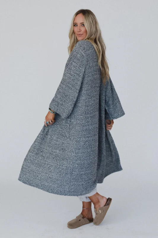 The Nest Moonlight Hug Cardigan - Black Denim Fabric Leather Fabric Suede Fabric