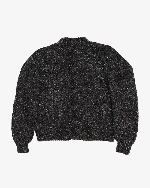 Hand Knitted Metallic Cardigan  - S Zippered Front Buttoned Front Snap Front