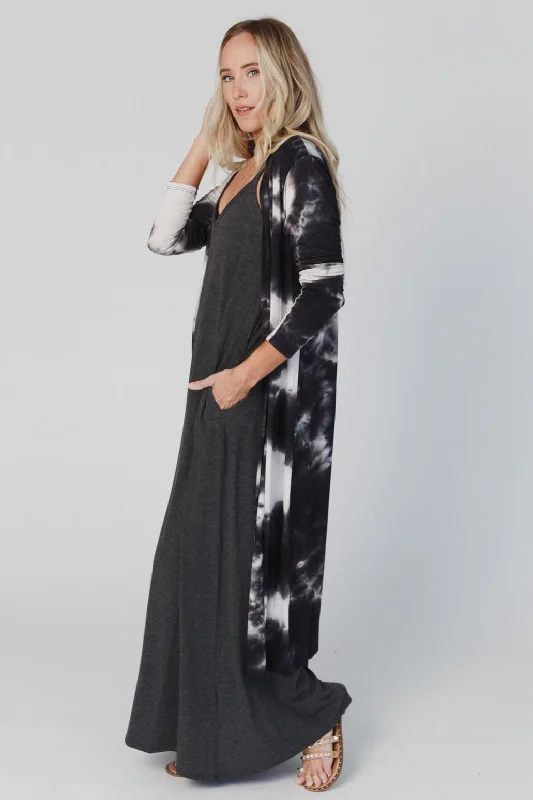 My Go To Duster Cardigan - Black Tie Dye Casual Formal Business