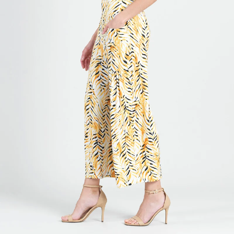 High Rise Scrunch Pocket Gaucho Pant - Wild Leaves - Final Sale! Comfortable Denim Leggings