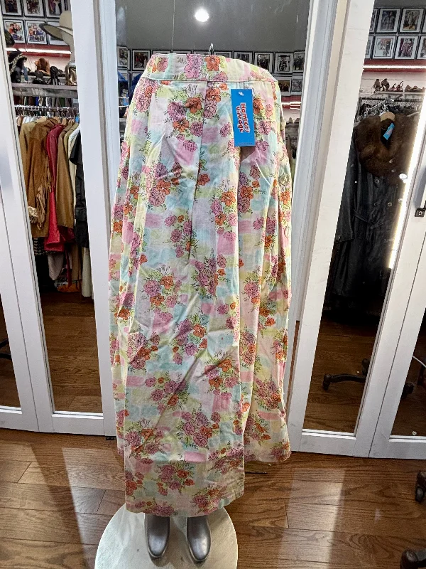 80’s Pink Multicolor Garden Flower Print maxi Skirt cashmere skirt fine