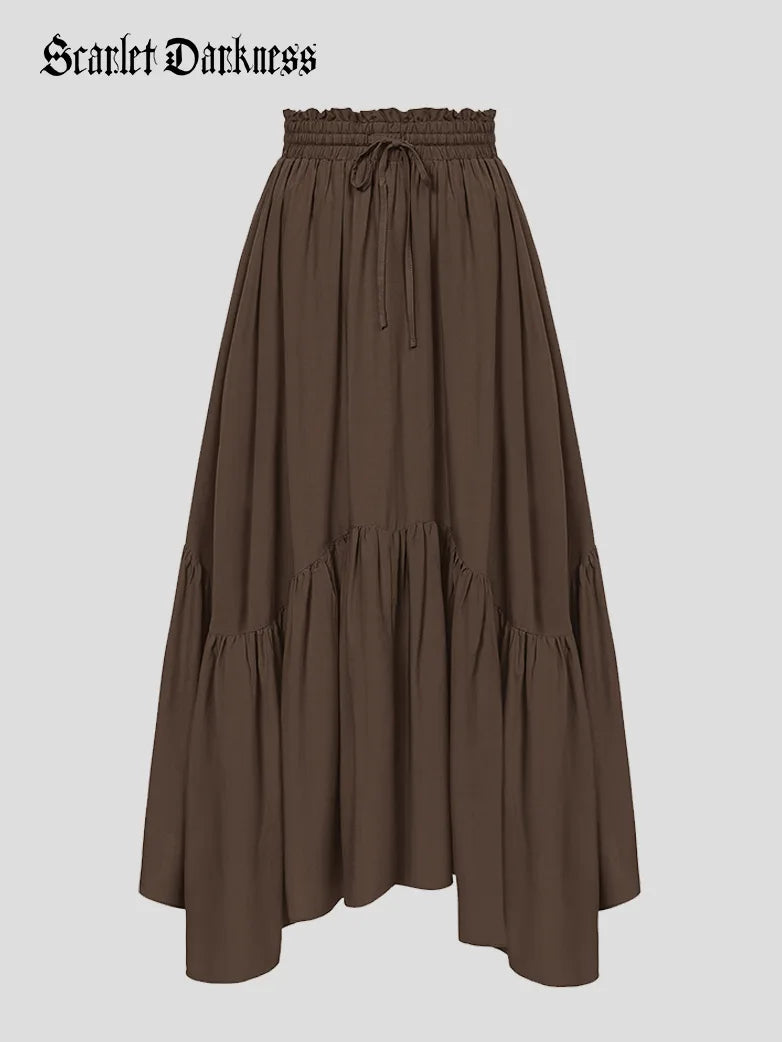 Renaissance Irregular Hem Flared Swing Pocket Skirt cashmere skirt plush