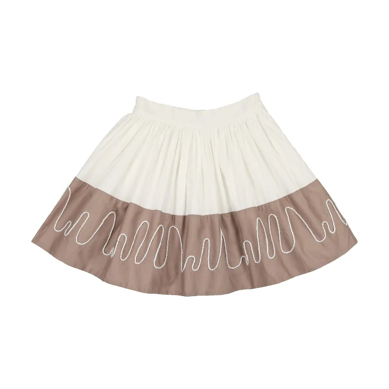 Coco Blanc Ivory/Taupe Colorblock Skirt leather skirt bold