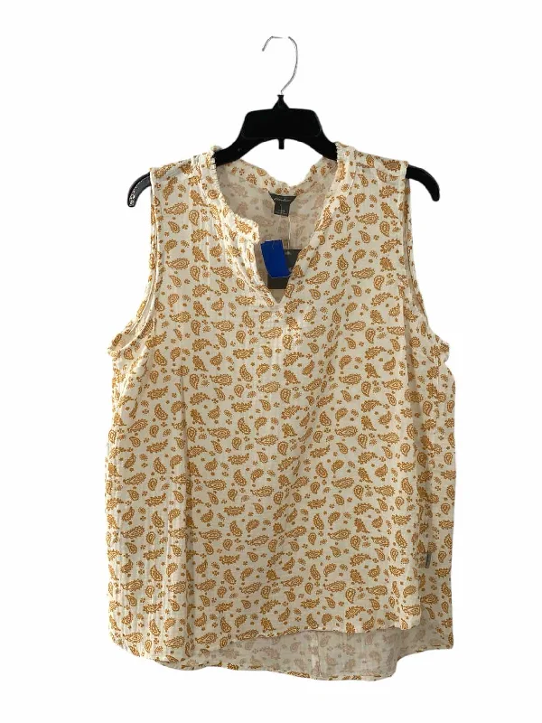 Eddie Bauer Size L White Yellow Print Tank Top breathable tank top