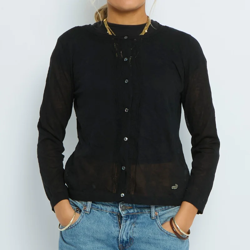 Buttoned Fine Knit Cardigan - UK 12 Layered Multi-layer Single Layer