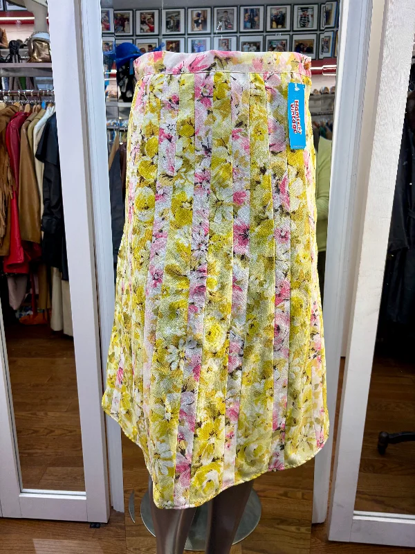 00’s Multi Patch Panel Revival Yellow & Pink 60’s Floral Print Skirt linen skirt natural