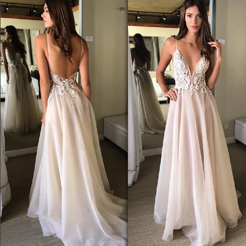 Long Prom Dresses, Tulle Prom Dresses, A-Line Party Dresses, Spaghetti Straps Evening Dresses, Applique Prom Dresses , Sexy Prom Dresses, Backless Prom Dress, LB0538 Tunics Stylish elegant