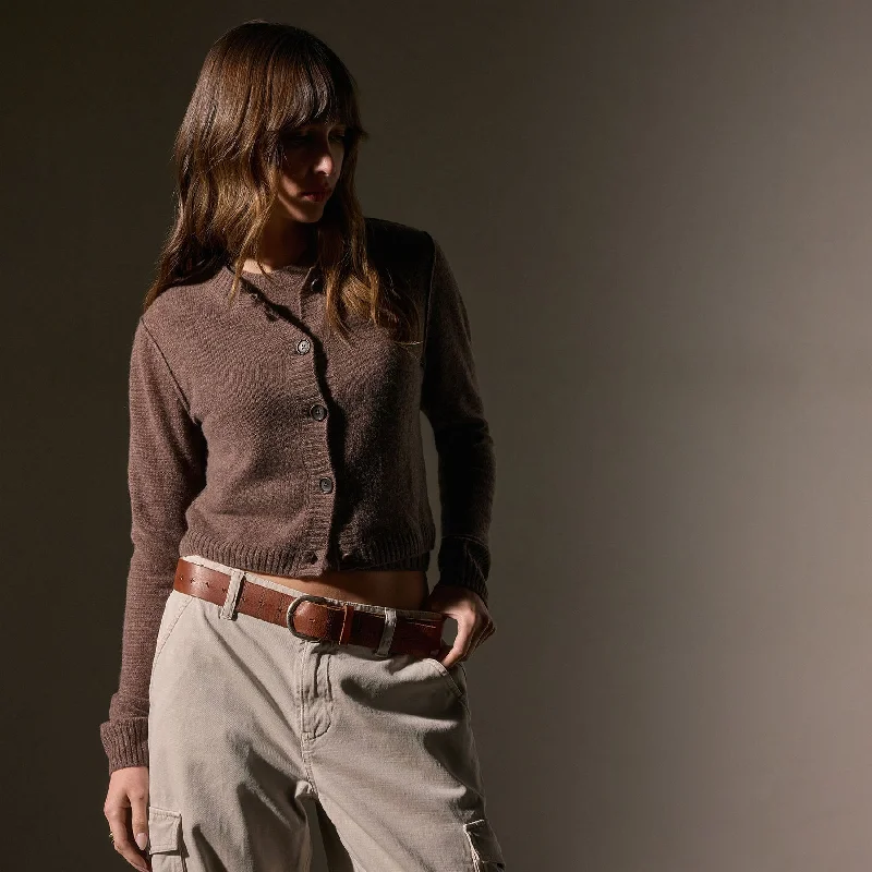 Soft Featherweight Cashmere Cardigan - Brown Stone Zippered Front Buttoned Front Snap Front Soft Featherweight Cashmere Cardigan - Brown Stone Zippered Front Buttoned Front Snap Front