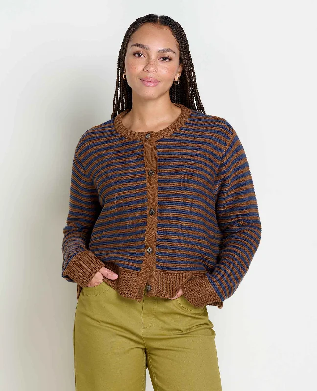 Bianca Crew Cardigan Solid Print Embellished