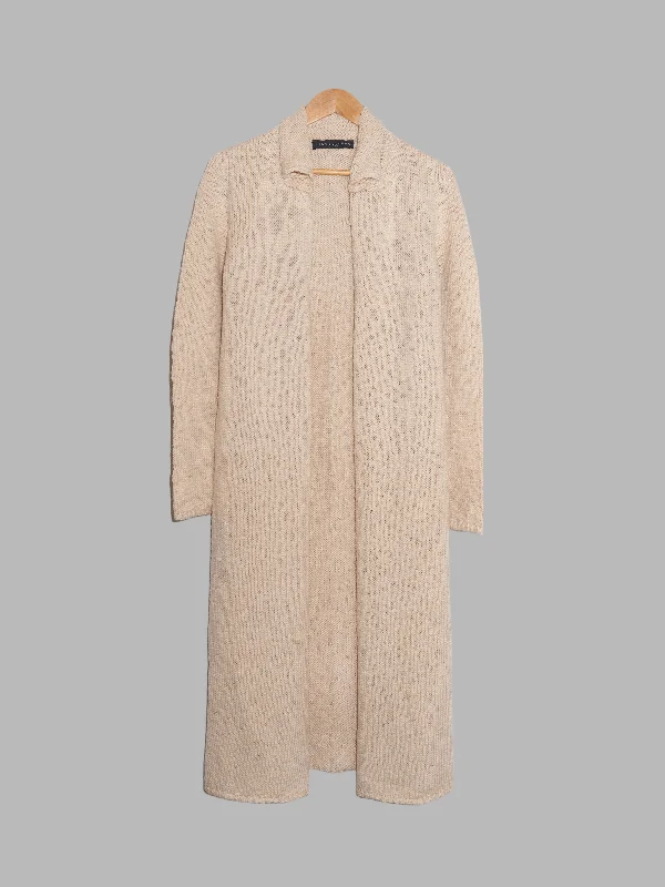 Jean Colonna beige knitted wool full length open cardigan or coat - size 40 Spandex Blend Rayon Blend Denim Blend