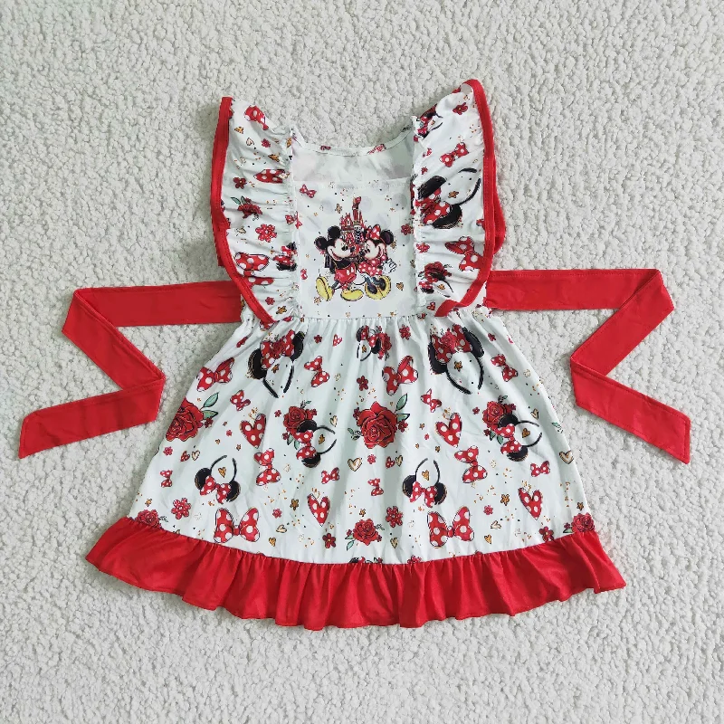 Clearance GSD0069 Girl Mickey Castle Bow Lace sleeve belt skirt high quality lace skirt delicate