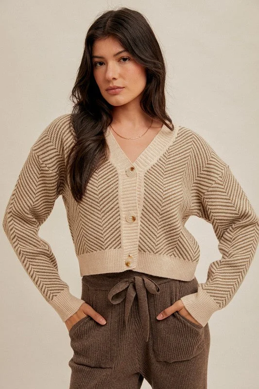 Chevron Button-Down Cardigan - Final Sale Transparent Opaque Sheer