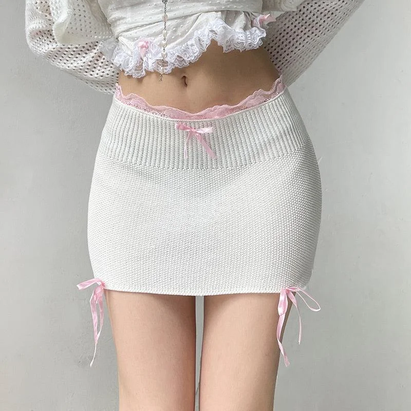 Coquette Ribbons Mini Skirt lace skirt feminine