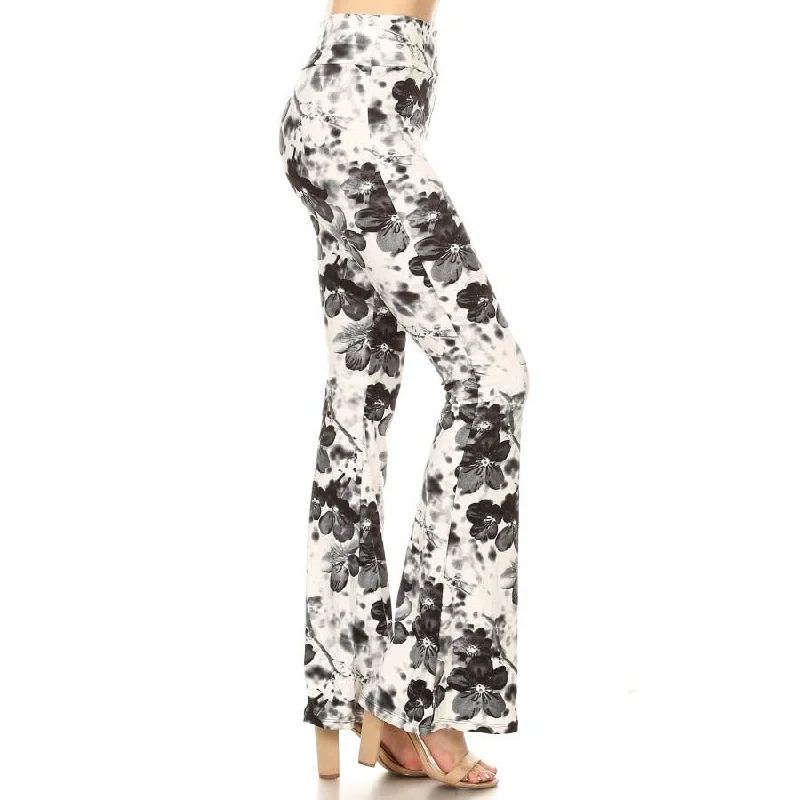 Print Buttery Soft Palazzo Pants Comfortable Wide-Leg Pants