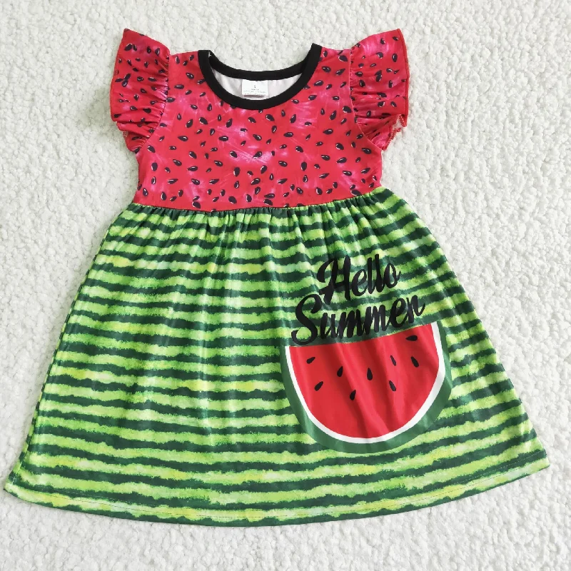 Clearance GSD0034 Girls flying sleeve watermelon skirt high quality patchwork skirt art